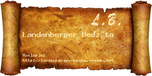Landenberger Beáta névjegykártya